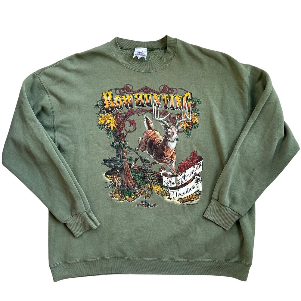 1995 Vintage Buck Wear Inc. Bow Hunting Sweatshirt Crewneck 2XL